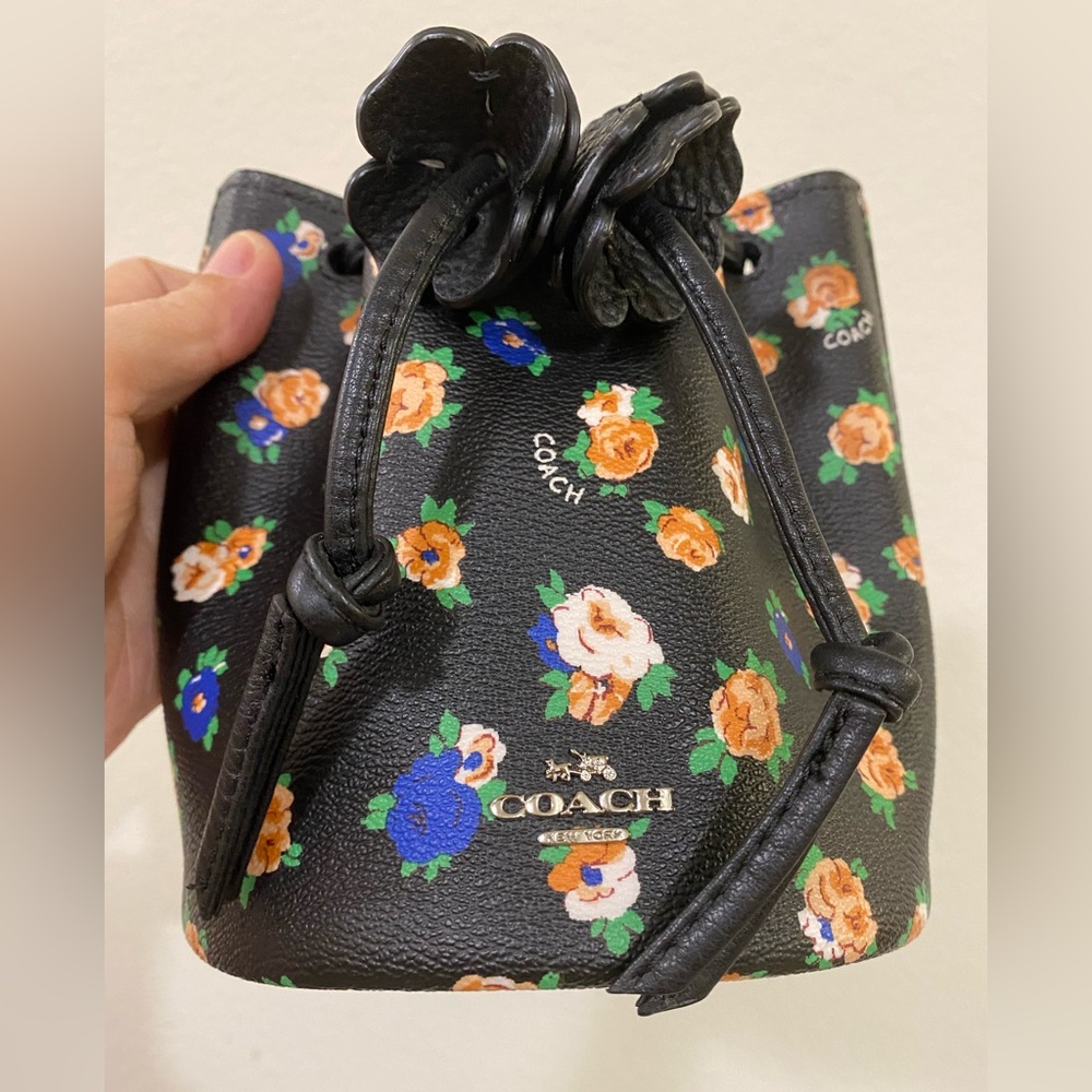 Coach Floral Mini Bucket Bag with Wristlet